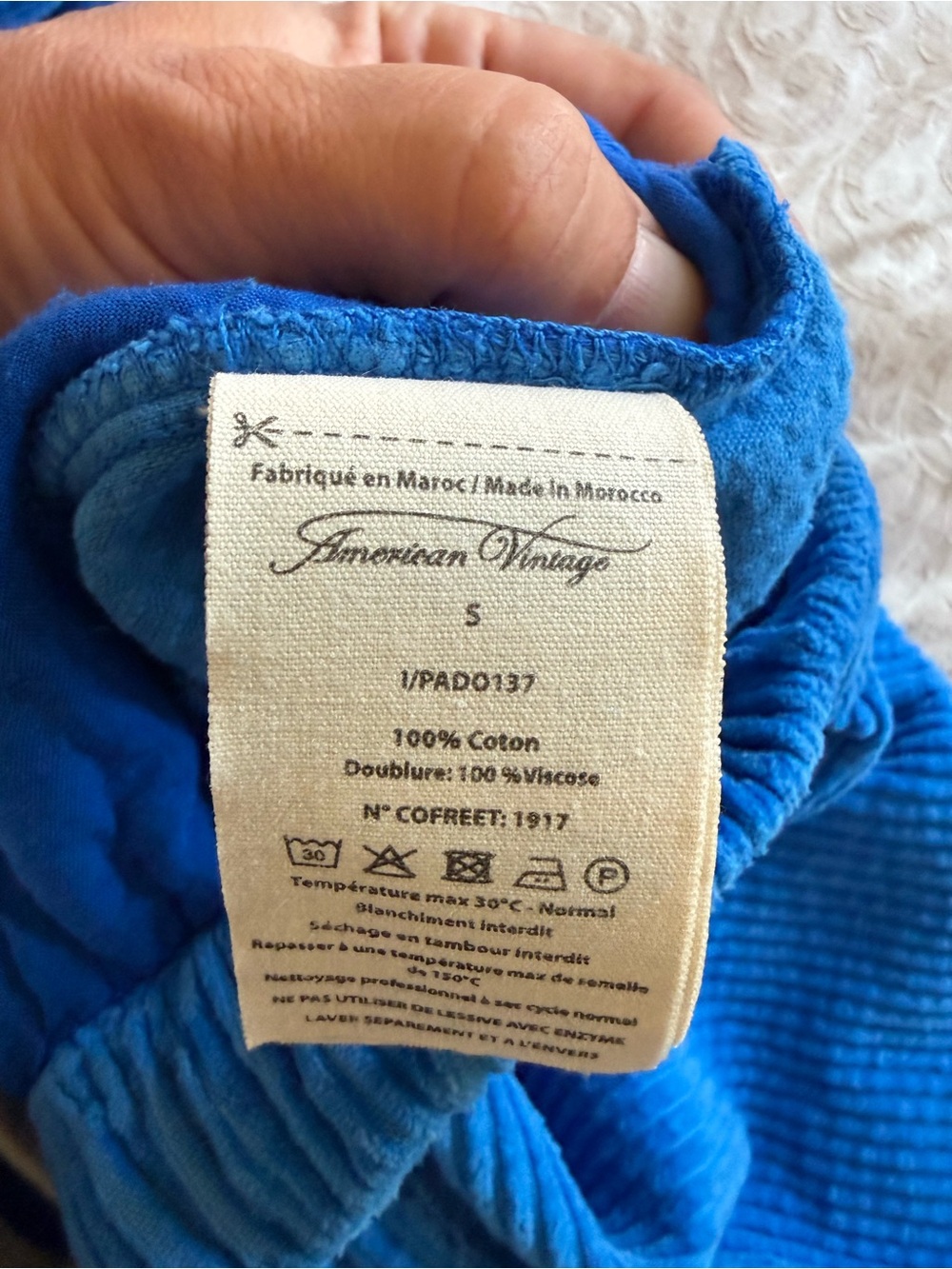 American Vintage Blue Corduroy Pants Size S - Picture 3 of 5